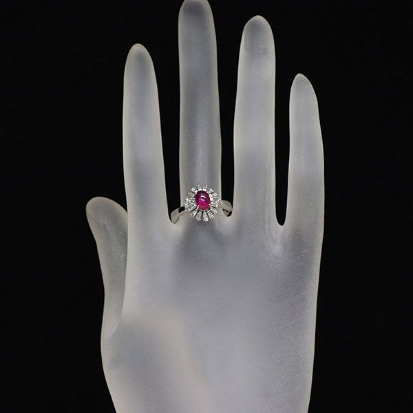 Pt900 スタールビー ダイヤモンド リング 1.66ct D0.58ct