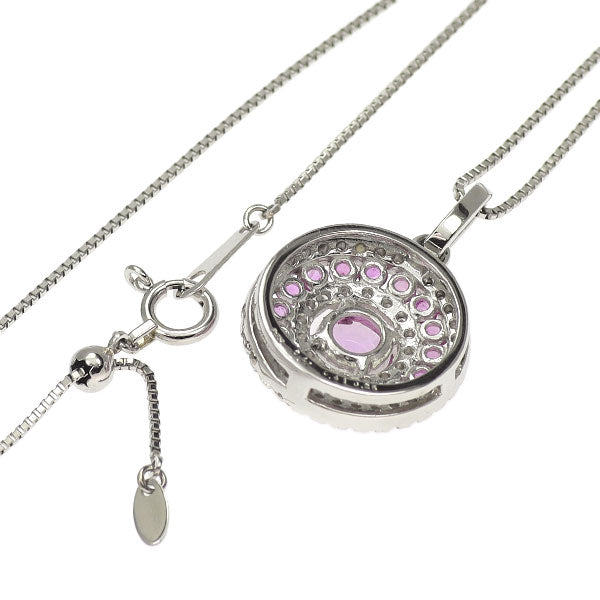Pt950/ Pt850 ローズカット ピンクサファイア ダイヤ ペンダントネックレス 0.41ct D0.25ct PS0.41ct