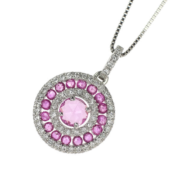 Pt950/ Pt850 ローズカット ピンクサファイア ダイヤ ペンダントネックレス 0.41ct D0.25ct PS0.41ct