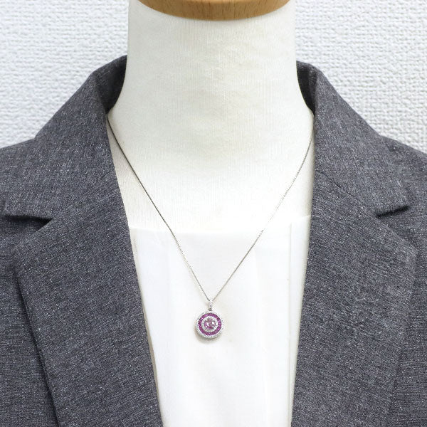Pt950/ Pt850 ローズカット ピンクサファイア ダイヤ ペンダントネックレス 0.41ct D0.25ct PS0.41ct