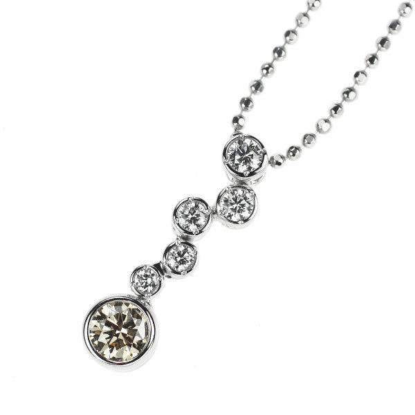 カシケイ/Kashikey Pt900/ Pt850 ブラウンダイヤモンド ペンダントネックレス 0.30ct D0.20ct ベゼルセッティング