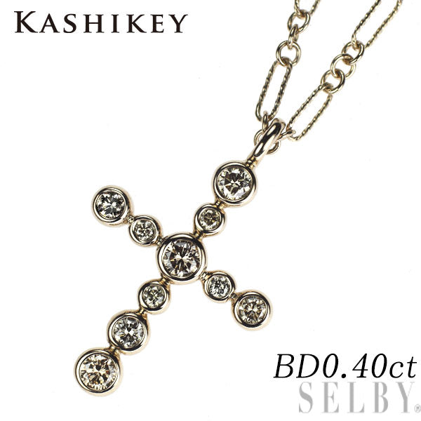 カシケイ/Kashikey K18BG ブラウンダイヤモンド ペンダントネックレス 0.40ct クロス
