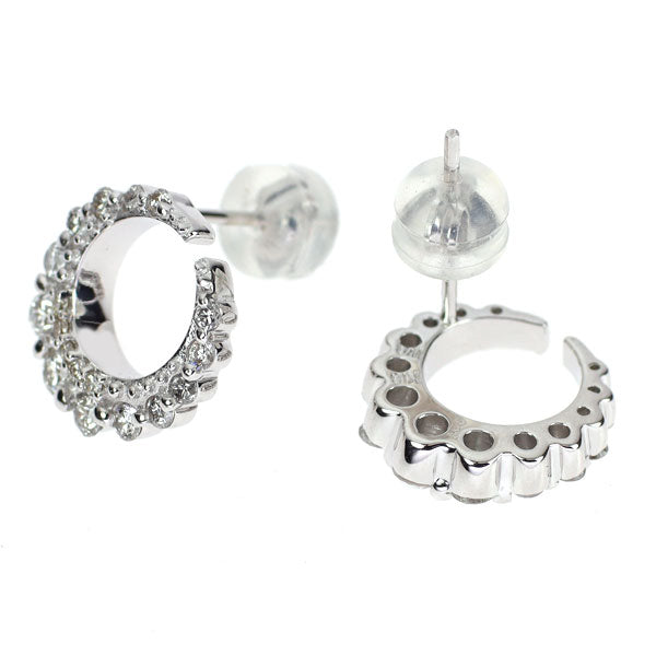 K18WG ダイヤモンド ピアス 0.54ct 月