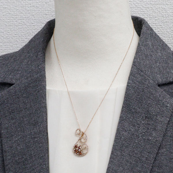 K18PG カラーレス/天然トリートオレンジダイヤモンド ペンダントネックレス 0.77ct TOD0.559ct