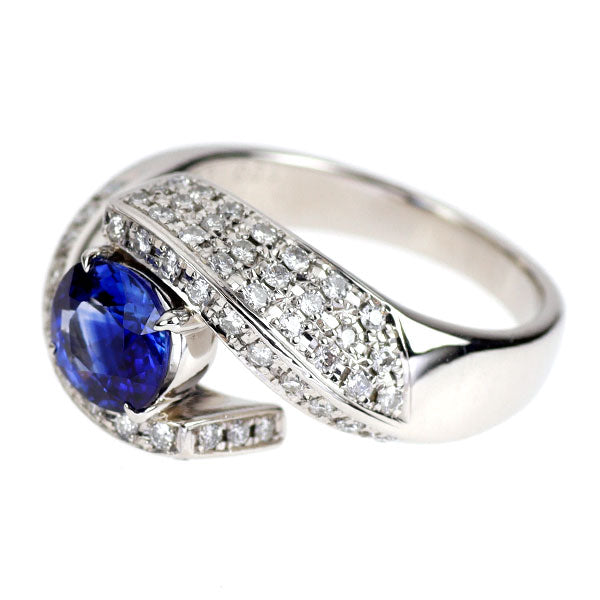 Pt900 サファイア ダイヤモンド リング 1.73ct D0.64ct