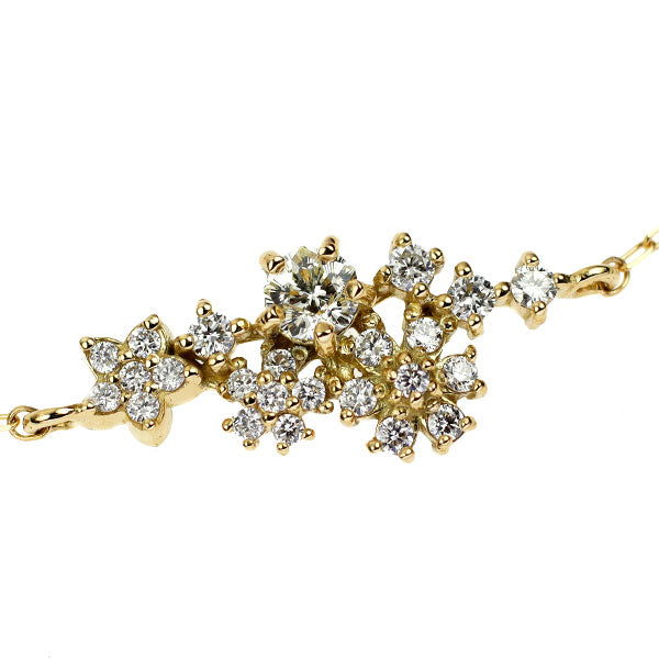 K18YG さくらカット ダイヤモンド ブレスレット 0.118ct D0.16ct フラワー