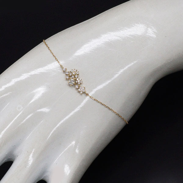 K18YG さくらカット ダイヤモンド ブレスレット 0.118ct D0.16ct フラワー