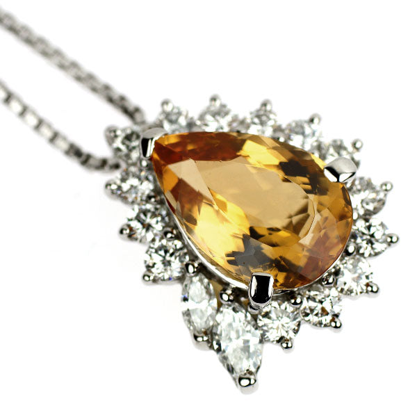 Pt900/ Pt850 インペリアル トパーズ ダイヤモンド ペンダントネックレス 3.84ct D1.00ct