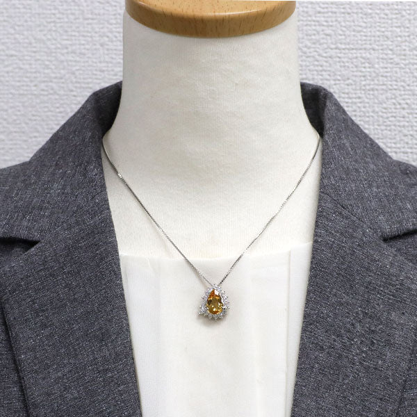 Pt900/ Pt850 インペリアル トパーズ ダイヤモンド ペンダントネックレス 3.84ct D1.00ct