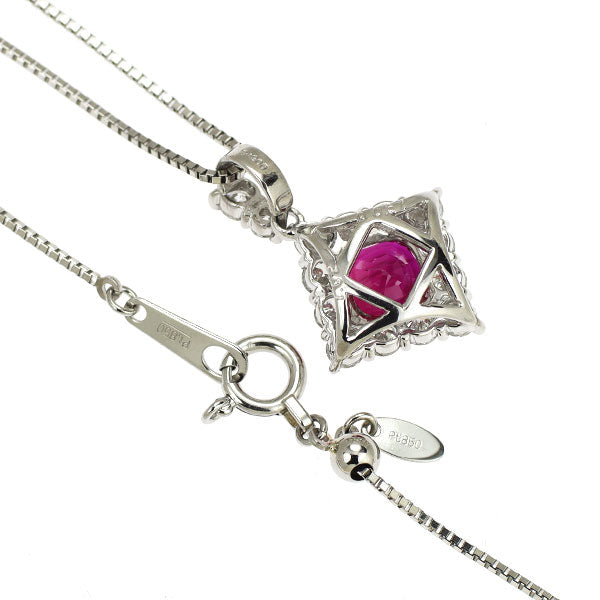 Pt900/ Pt850 ビルマ/ミャンマー産 ルビー ダイヤモンド ペンダントネックレス 1.02ct D0.57ct