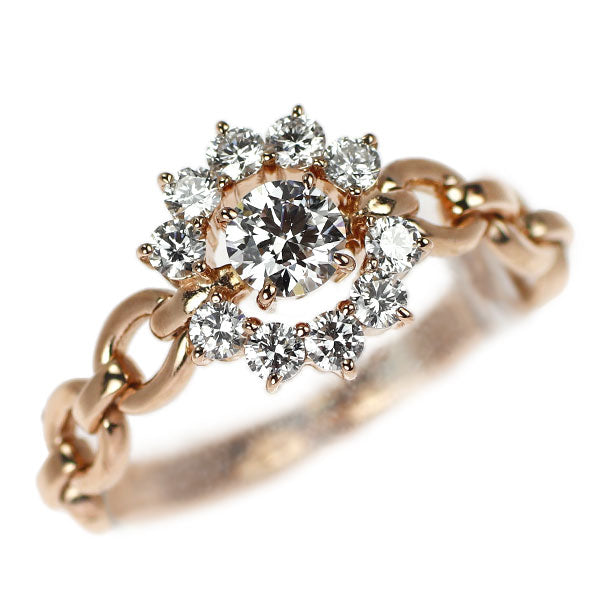 ラッセル K18PG ダイヤモンド  リング 0.26ct D0.32ct