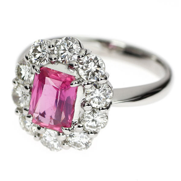 Pt950 モザンビーク産 非加熱ピンクサファイア ダイヤモンド リング 1.58ct D1.36ct
