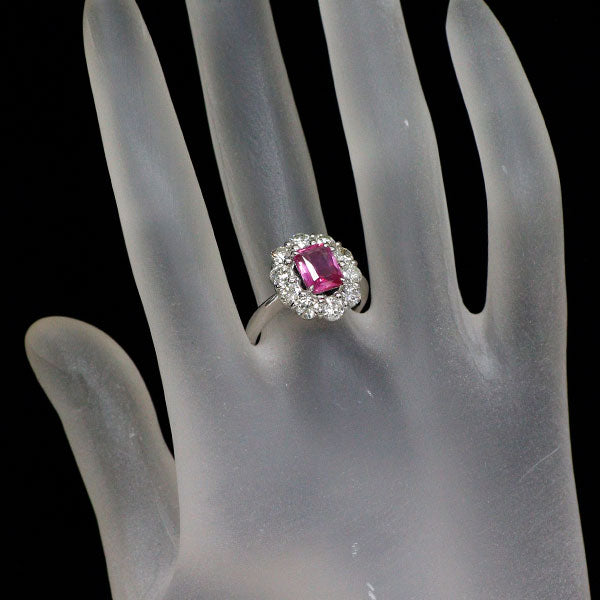 Pt950 モザンビーク産 非加熱ピンクサファイア ダイヤモンド リング 1.58ct D1.36ct