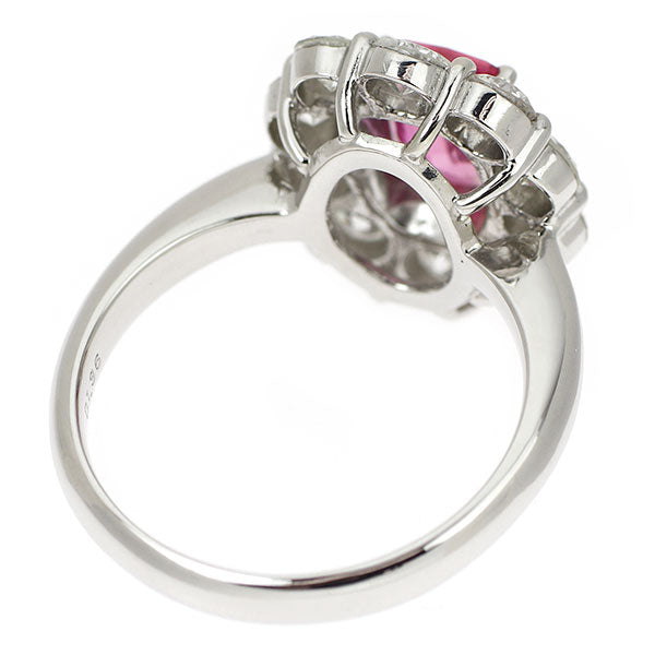 Pt950 モザンビーク産 非加熱ピンクサファイア ダイヤモンド リング 1.58ct D1.36ct