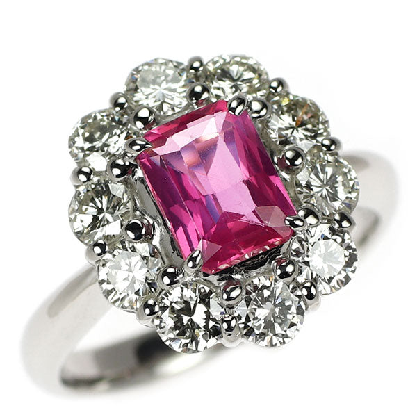 Pt950 モザンビーク産 非加熱ピンクサファイア ダイヤモンド リング 1.58ct D1.36ct