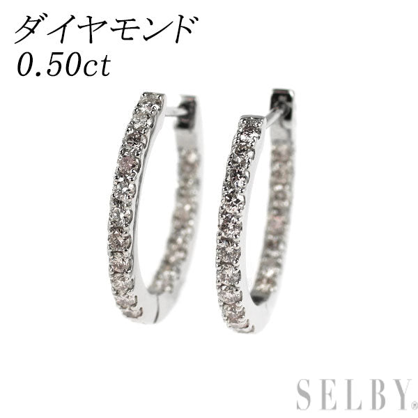 Pt950 ダイヤモンド フープ ピアス 0.50ct