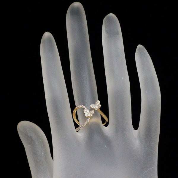 K18YG ダイヤモンド フォークリング 0.20ct 蝶