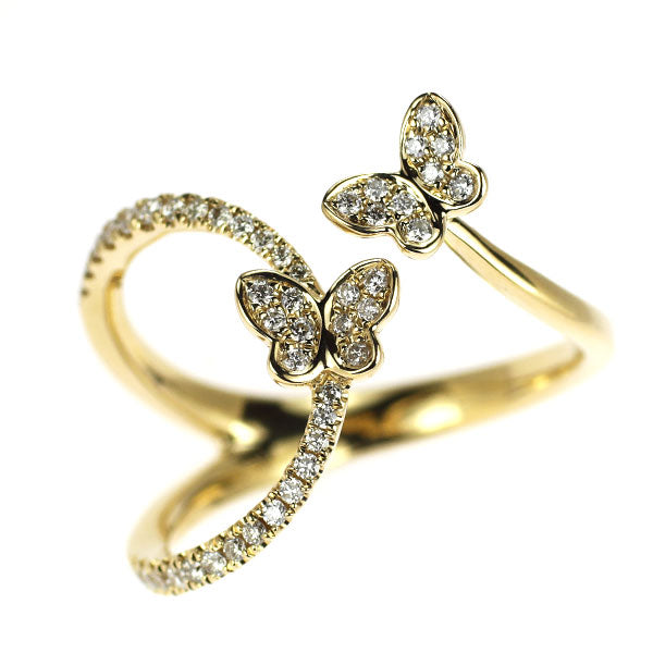 K18YG ダイヤモンド フォークリング 0.20ct 蝶