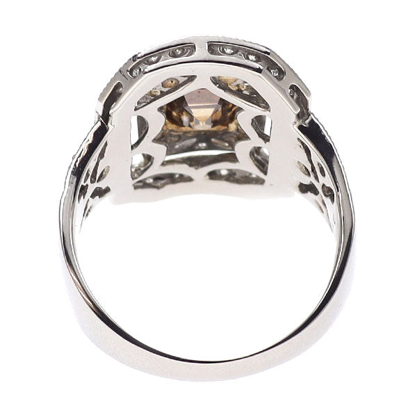 Pd900/ K18YG エメラルドカット ダイヤモンド リング 1.157ct D0.44ct