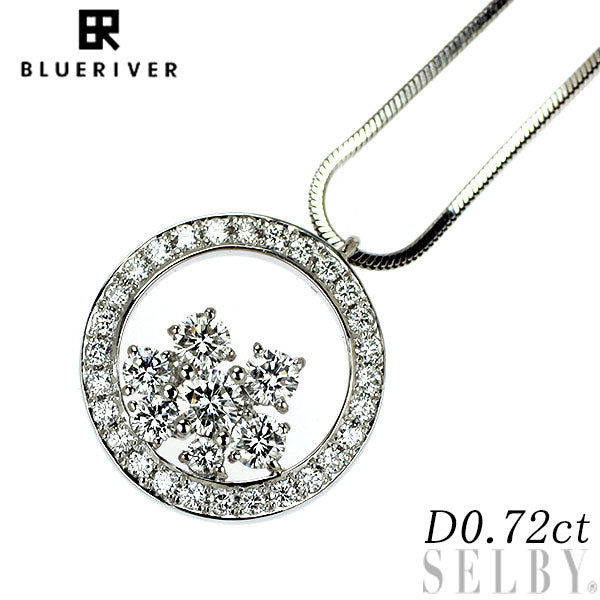 ブルーリバー Pt900/ Pt850 ダイヤモンド ペンダントネックレス 0.72ct