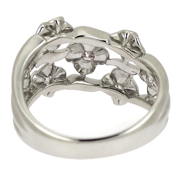 希少 Pt900 天然ピンクダイヤモンド リング 0.08ct D0.27ct フラワー