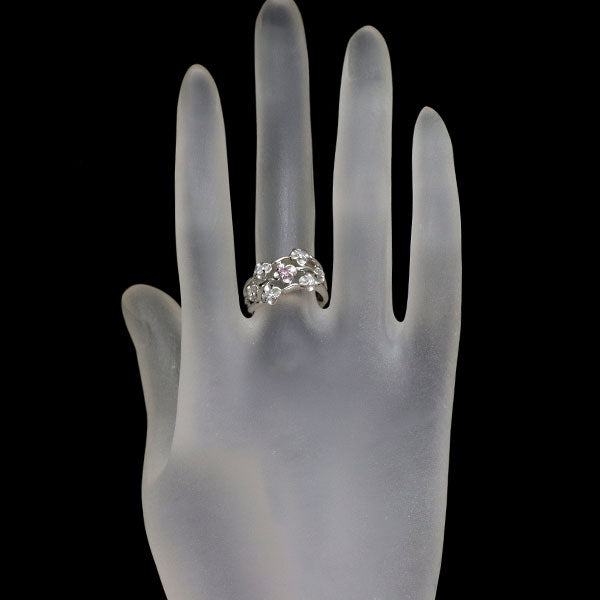 希少 Pt900 天然ピンクダイヤモンド リング 0.08ct D0.27ct フラワー