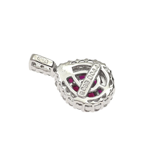 K18WG ルビー ダイヤモンド ペンダントトップ 0.88ct D0.44ct