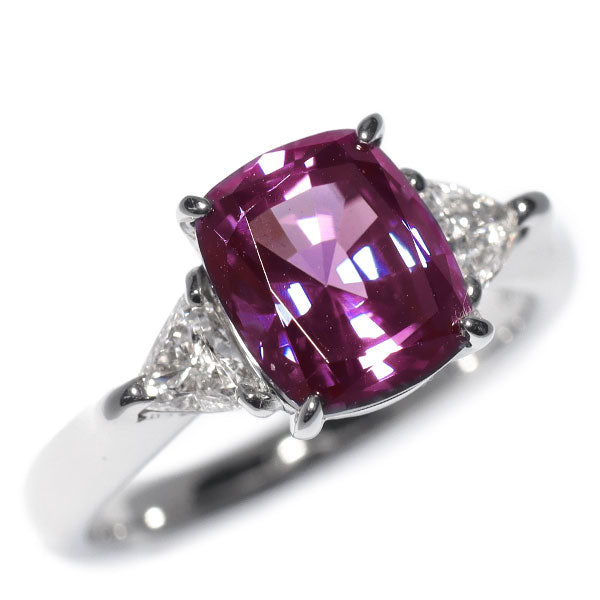 クレサンベール Pt950 再結晶アレキサンドライト ダイヤモンド リング 2.52ct D0.26ct
