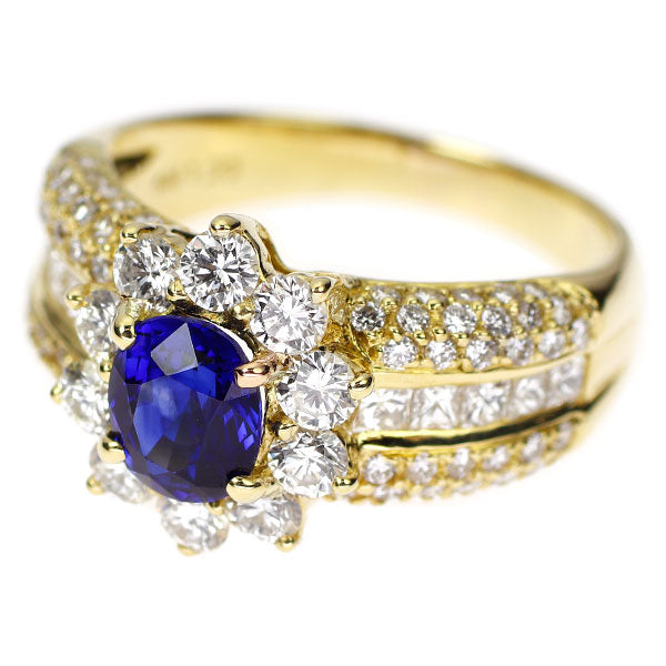 K18YG サファイア ダイヤモンド リング 1.33ct D1.80ct