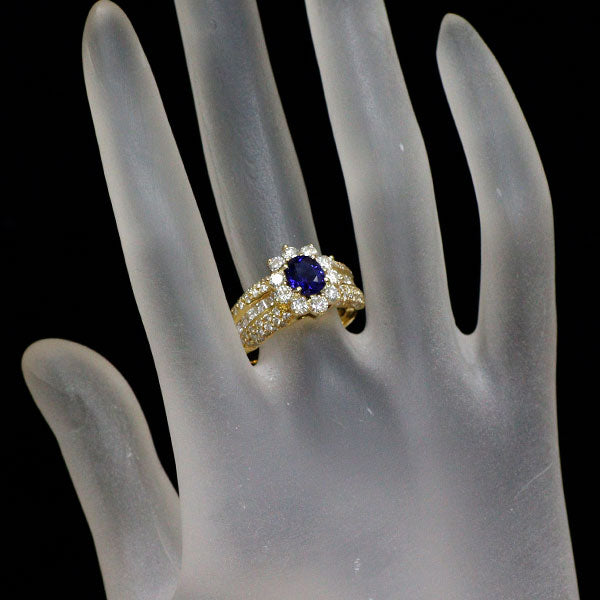 K18YG サファイア ダイヤモンド リング 1.33ct D1.80ct