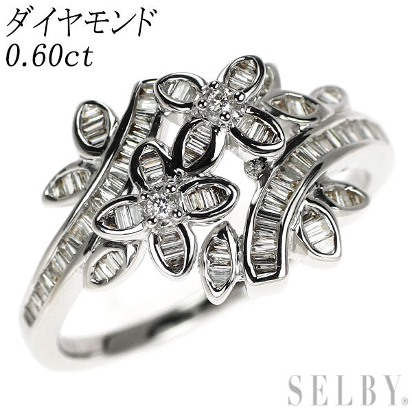 K18WG ダイヤモンド リング 0.60ct フラワー