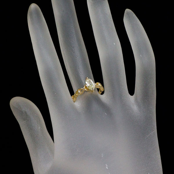 新品 K18YG マーキス ダイヤモンド  リング 0.534ct LY VS2 D0.03ct【エスコレ】