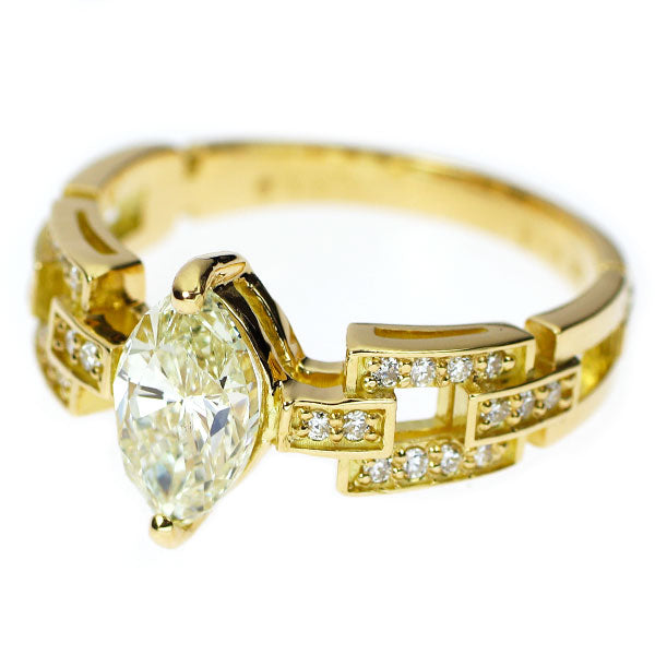 新品 K18YG マーキス ダイヤモンド  リング 1.019ct VLY VS2 D0.12ct【エスコレ】