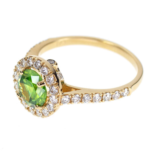 新品 K18YG ロシア産 デマントイドガーネット ダイヤモンド リング 1.20ct D0.62ct 【エスコレ】希少