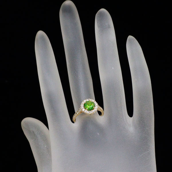 新品 K18YG ロシア産 デマントイドガーネット ダイヤモンド リング 1.20ct D0.62ct 【エスコレ】希少