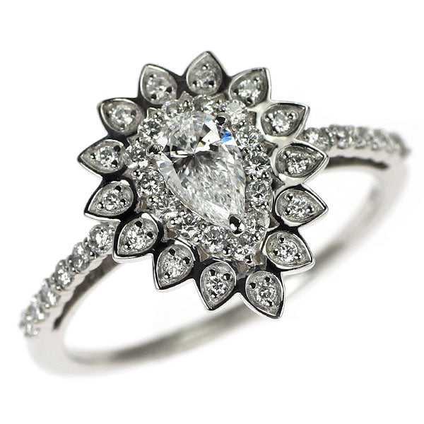 新品 Pt950 ペアシェイプ ダイヤモンドリング 0.32ct D FL D0.30ct【エスコレ】