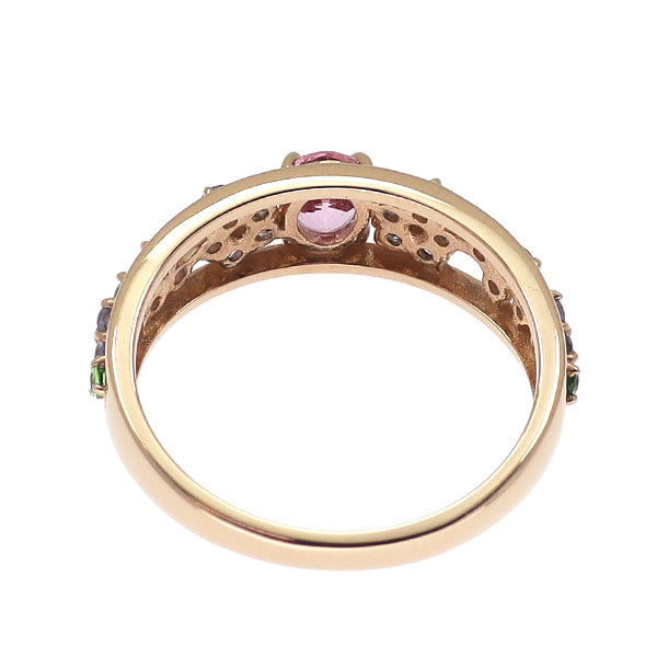 新品 K18PG モルガナイト カラーストーン ダイヤモンド リング 0.27ct CS0.46ct D0.03ct【エスコレ】