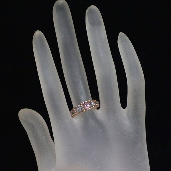 新品 K18PG モルガナイト カラーストーン ダイヤモンド リング 0.27ct CS0.46ct D0.03ct【エスコレ】