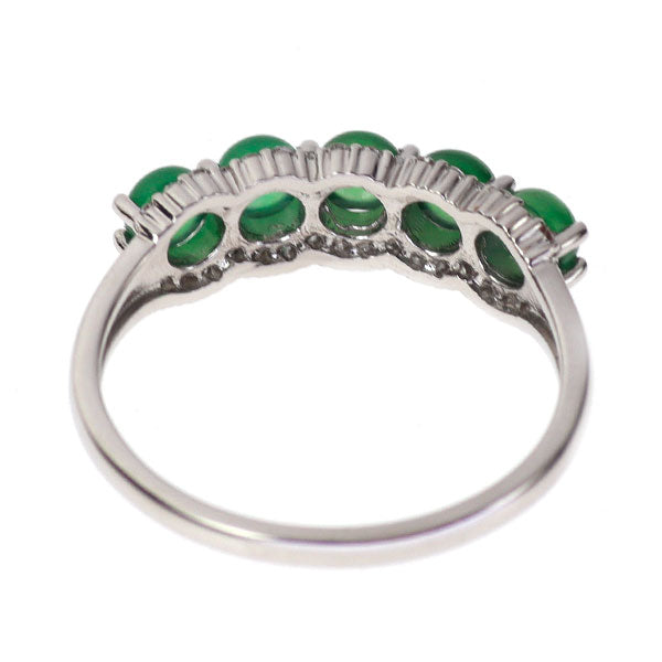 新品 Pt900 翡翠 ダイヤモンド リング 1.11ct D0.15ct【エスコレ】