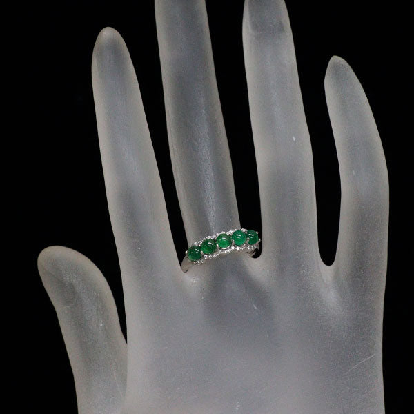 新品 Pt900 翡翠 ダイヤモンド リング 1.11ct D0.15ct【エスコレ】