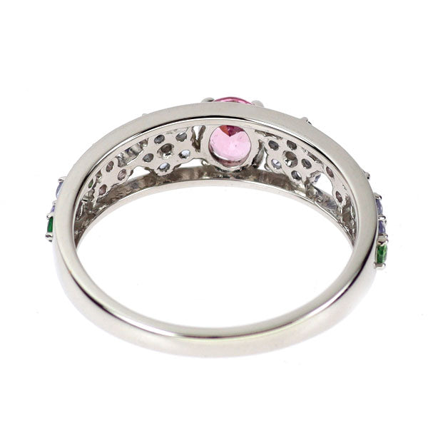 新品 Pt900 モルガナイト カラーストーン ダイヤモンド リング 0.29ct CS0.49ct D0.04ct【エスコレ】