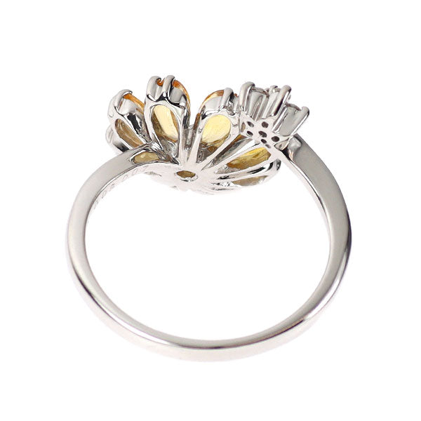 新品 Pt900 イエローサファイア ダイヤモンド リング 1.36ct D0.07ct フラワー【エスコレ】
