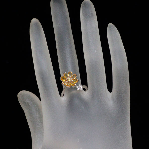 新品 Pt900 イエローサファイア ダイヤモンド リング 1.36ct D0.07ct フラワー【エスコレ】