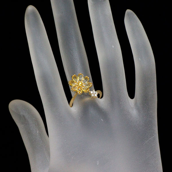 新品 K18YG イエローサファイア ダイヤモンド リング 1.07ct D0.07ct フラワー【エスコレ】