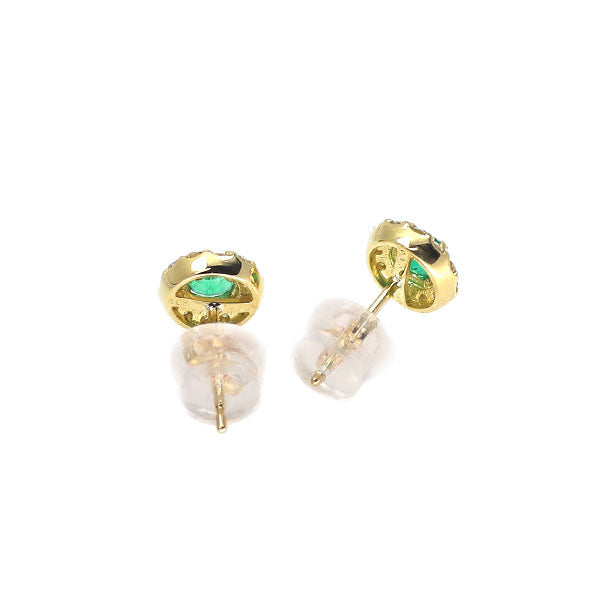 新品 K18YG エメラルド ダイヤモンド ピアス 0.30ct D0.18ct【エスコレ】