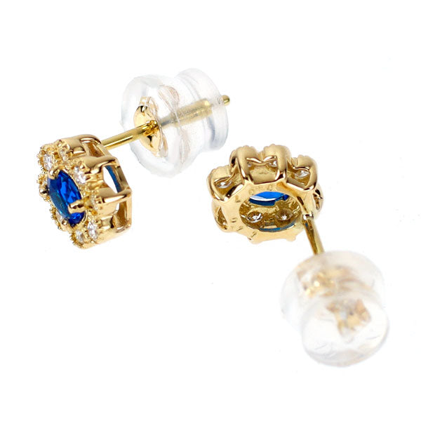 新品 希少 K18YG アウイナイト ダイヤモンド ピアス 0.14ct D0.22ct フラワー【エスコレ】