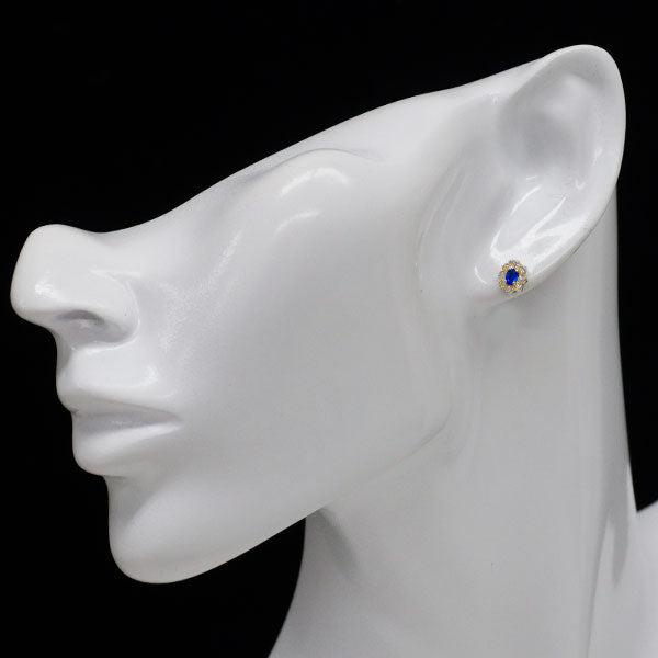 新品 希少 K18YG アウイナイト ダイヤモンド ピアス 0.14ct D0.22ct フラワー【エスコレ】