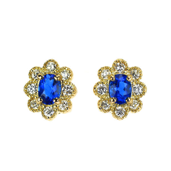 新品 希少 K18YG アウイナイト ダイヤモンド ピアス 0.14ct D0.22ct フラワー【エスコレ】