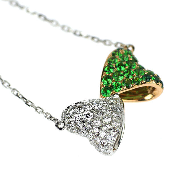 サルトロ/SARTORO K18WG/PG グロッシュラーライトガーネット ダイヤモンド ペンダントネックレス 0.52ct D0.55ct リボン