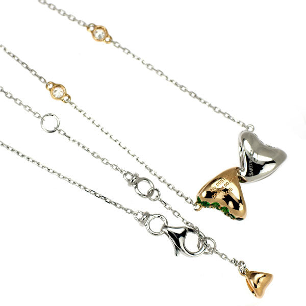 サルトロ/SARTORO K18WG/PG グロッシュラーライトガーネット ダイヤモンド ペンダントネックレス 0.52ct D0.55ct リボン